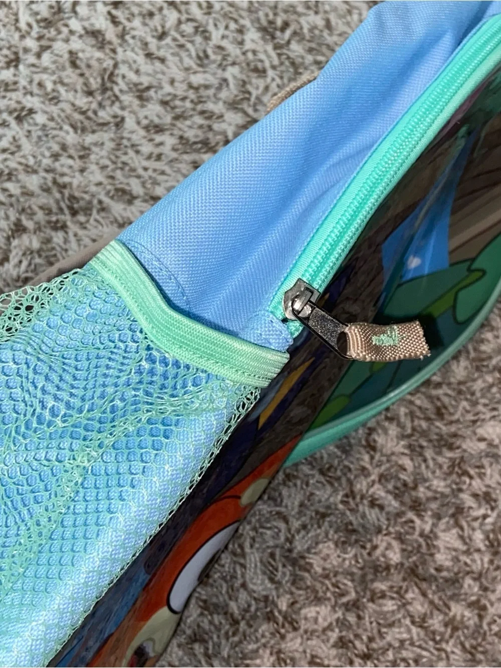 BLUEY Zip Up Kids Blue Green Backpack 16”